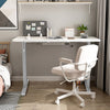Gray hand crank sit to stand desk frame with adjustable height from 27.6" to 45.3", designed for ergonomic workspace.