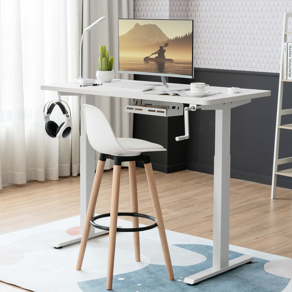 Hand Crank Sit to Stand Desk Frame Height Adjustable Standing Base-White - Gallery View 1 of 13