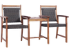 2-Seat Patio Rattan Acacia Wood Chair with Coffee Table