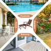 Patio rattan folding lounge chair with acacia wood frame, perfect for poolside, garden, or balcony relaxation.