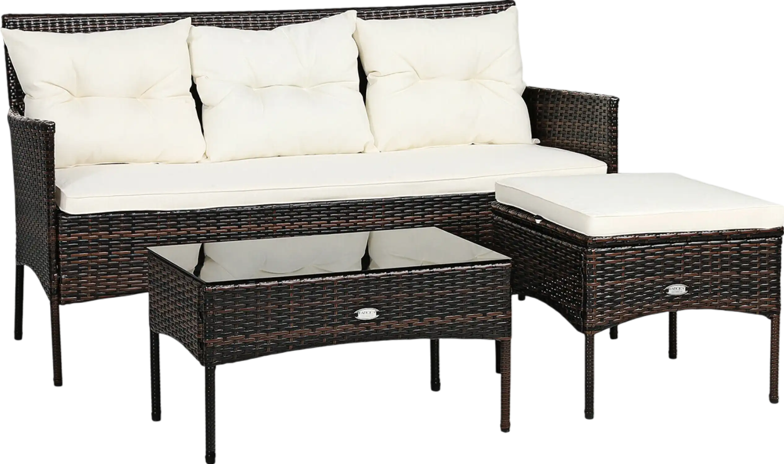 Costway Patio Furniture Sectional Set 3 Pieces Rattan with 5 Cushions New