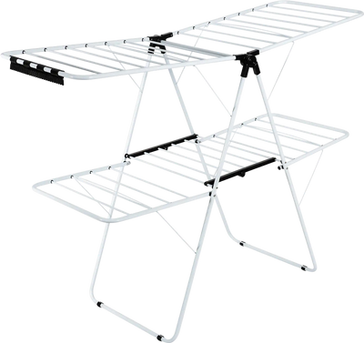 Costway 2-Tier Foldable Clothes Drying Rack Adjustable Gullwing 56941873 New
