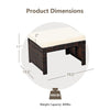 Patio rattan ottoman with soft cushion, dimensions 19.5" x 15.5" x 11", suitable for outdoor use and maximum comfort.
