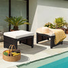 2 Pieces Patio Rattan Ottomans with Soft Cushion for Patio and Garden-White - Gallery View 1 of 11