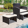 Patio rattan ottoman with soft cushion, durable PE rattan, perfect for outdoor use by the poolside or garden.
