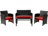 Single chair from the 4 Pieces Patio Rattan Cushioned Furniture Set with a red cushion, offering comfort and stylish.