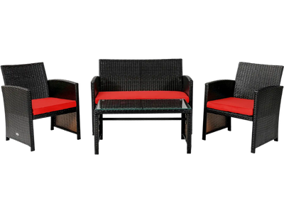 Costway 4-Pc Patio Rattan Cushioned Furniture Set 59248671 New