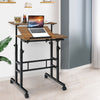 Mobile Standing up Desk Adjustable Computer Desk Tilting Workstation-Walnut - Gallery View 1 of 8