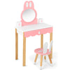 Kids Vanity Set Rabbit Makeup Dressing Table Chair Set with Mirror and Drawer-White - Gallery View 1 of 12