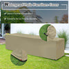 Patio furniture cover in beige, designed for 8-piece rattan set, waterproof for outdoor protection and durability.