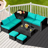 8 Pieces Patio Rattan Storage Table Furniture Set-Turquoise - Gallery View 1 of 11