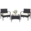 3-piece patio wicker rattan furniture set with cushions, featuring a coffee table, ideal for backyard relaxation.