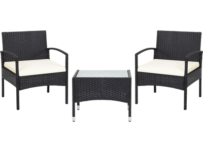 Costway 3-Pc Patio Wicker Rattan Furniture Set w/ Cushions 58367291 New