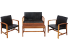 4 Pieces PE Rattan Patio Furniture Set with Solid Acacia Wood