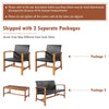 4-piece PE rattan patio furniture set featuring solid acacia wood, including 2 chairs, a loveseat, and a coffee table.
