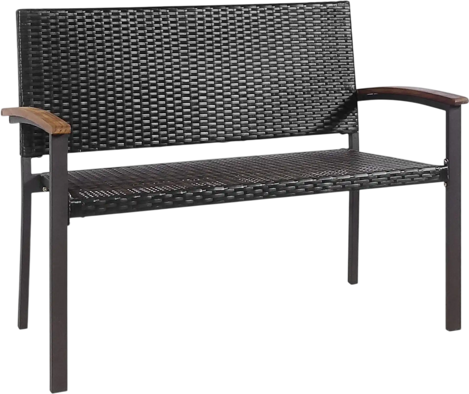 Costway Outdoor Patio Rattan Wicker Garden Bench with Armrests 02816954 New