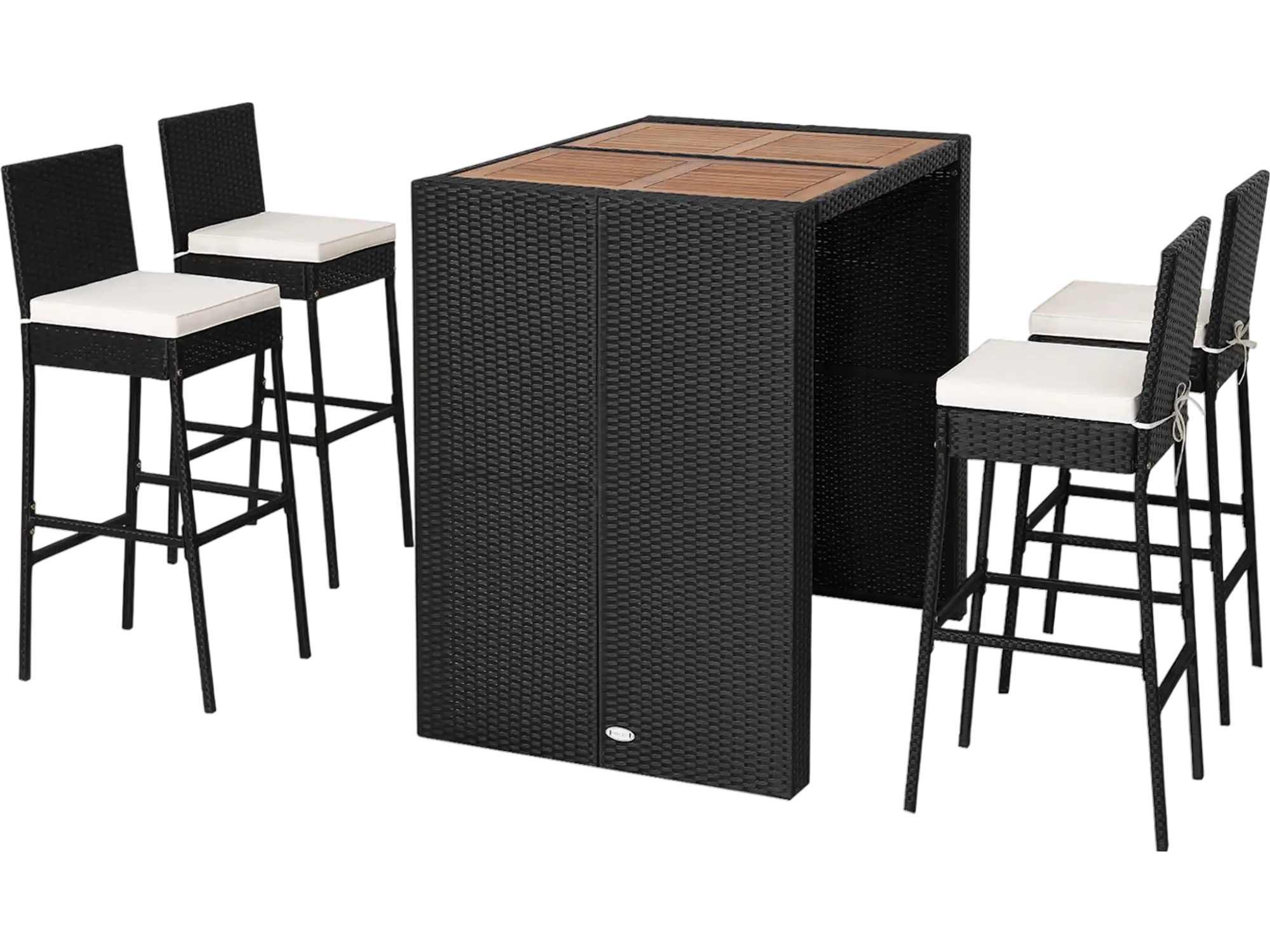 Costway 5-Pc Patio Acacia Wood Dining Bar Set 04368972 New