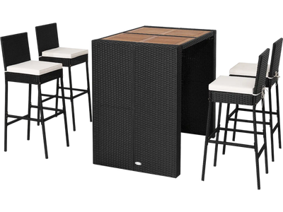 Costway 5-Pc Patio Acacia Wood Dining Bar Set 04368972 New