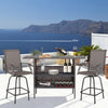 Outdoor wicker bar table with two metal mesh shelves, perfect for drinks and snacks on your balcony or poolside.