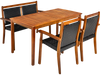 4 Pieces Acacia Wood Patio Rattan Dining Furniture Set