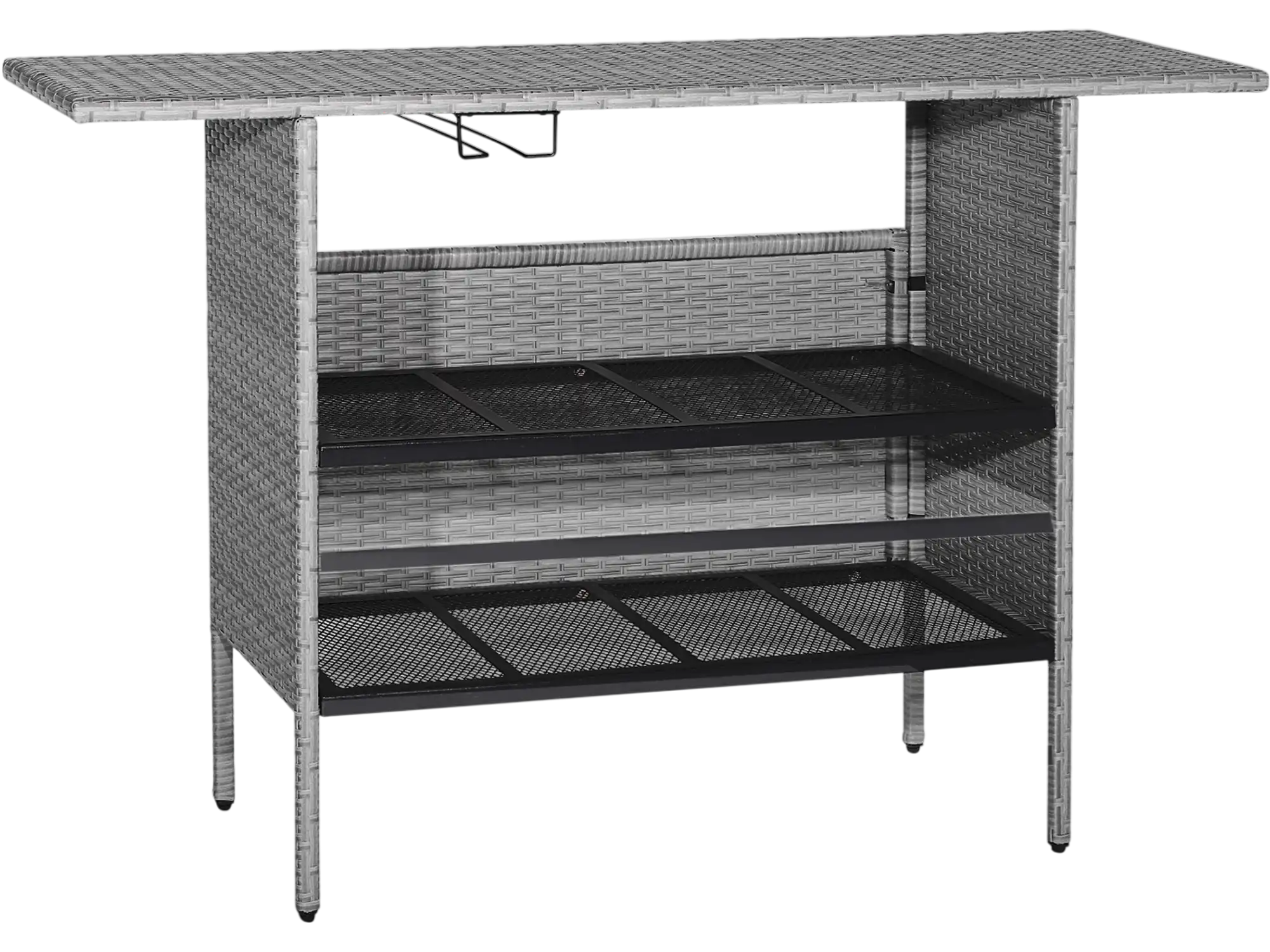 Costway Outdoor Patio Wicker Bar Table Metal Shelves 14276358 New