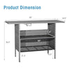Outdoor patio wicker bar table with metal shelves, 55 inches wide, hand-woven gray PE wicker, ideal for outdoor use.