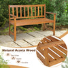 2-person outdoor acacia wood bench with backrest, featuring a smooth burr-free surface and ergonomic armrests for.