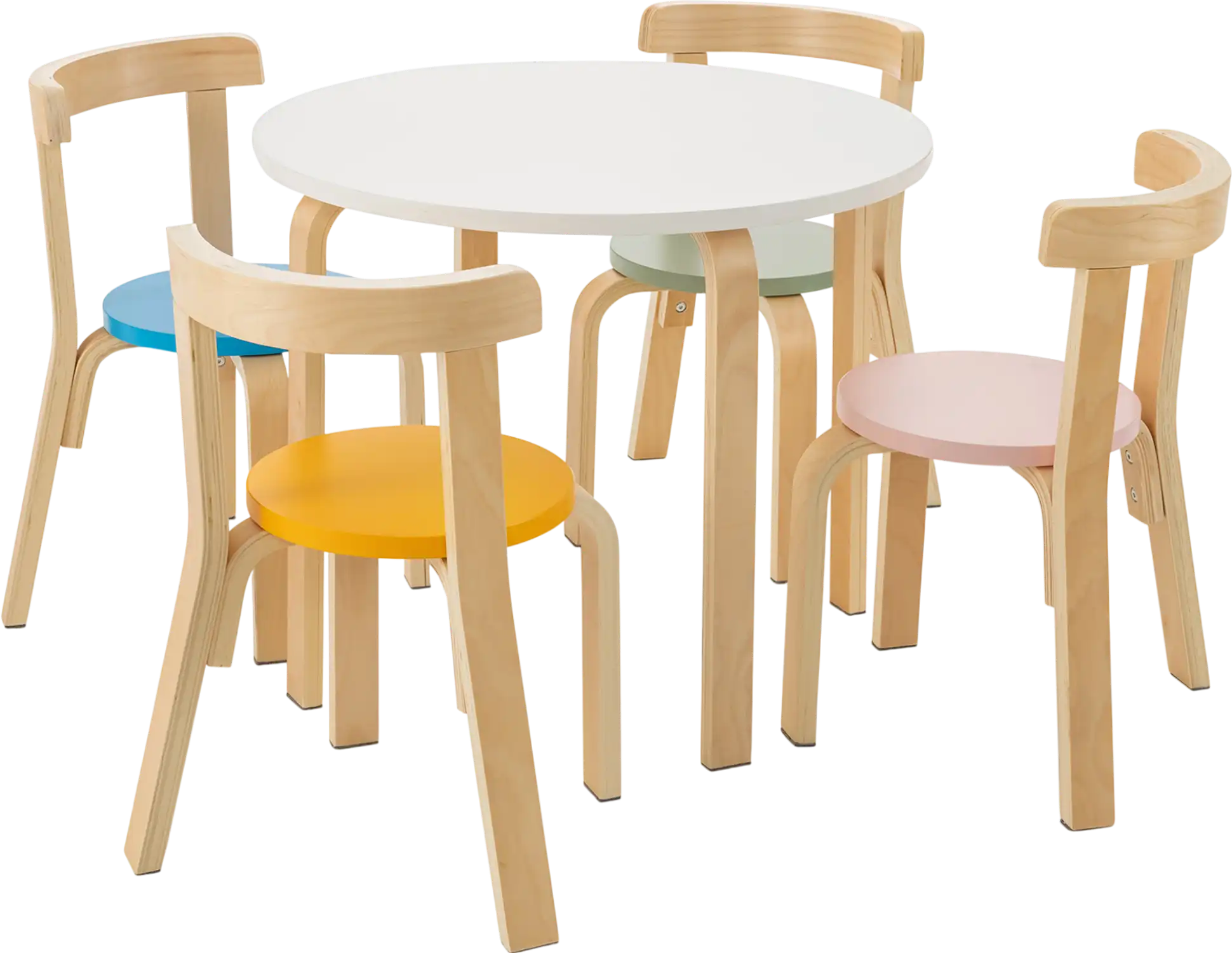 Costway 5-Piece Kids Wooden Activity Table Chair Set w/ Toy Bricks Curved Back 84367509 New