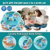 Kids armchair in blue with plush velvet cover, ergonomic backrest, and cute patterns, perfect for ages 1 to 5.