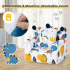 Kids sofa with armrest in blue, featuring a detachable machine-washable cover, ideal for playrooms and reading.