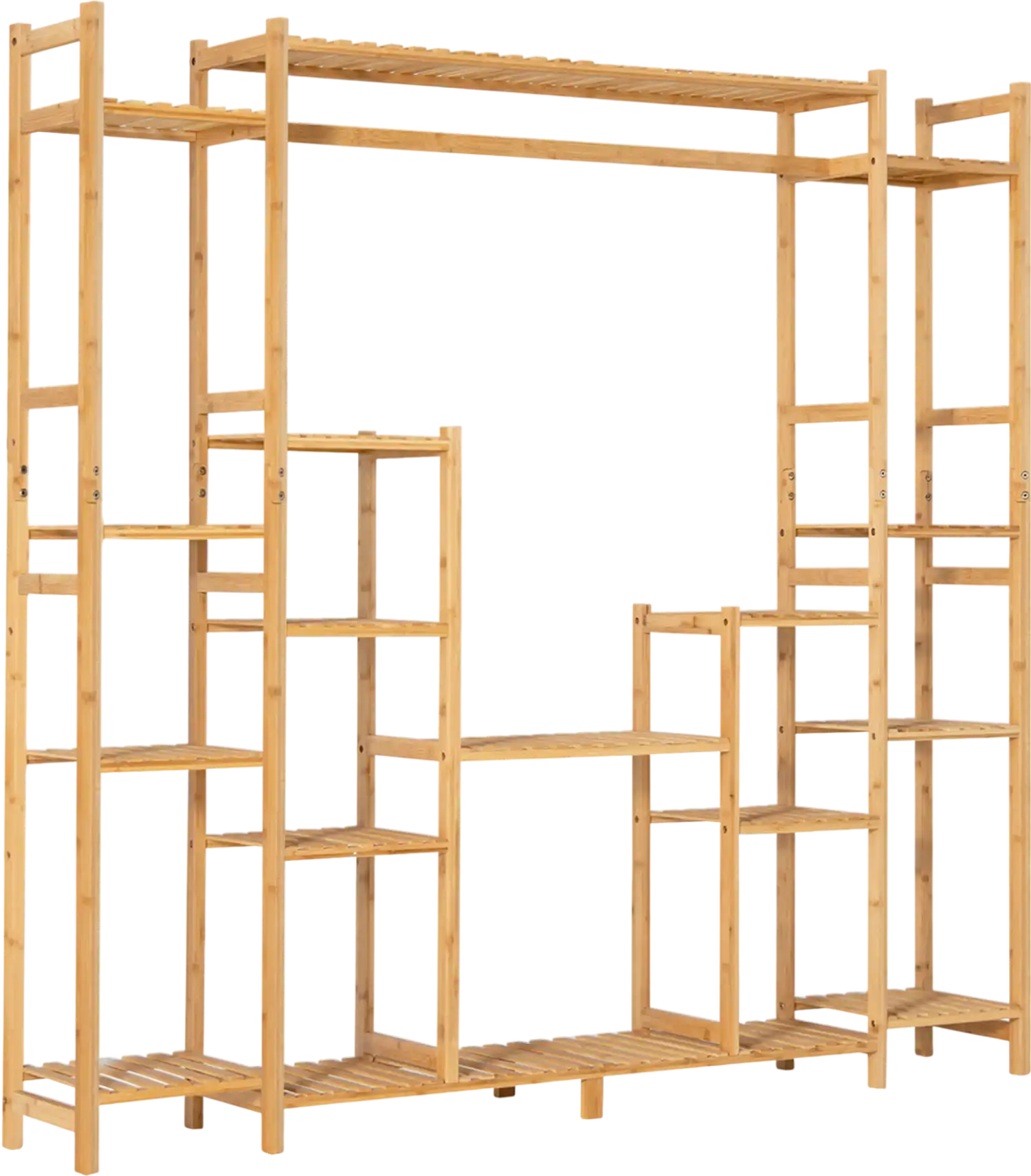 Costway 9-Tier Bamboo Plant Stand w/ Hanging Rack 42098517 New