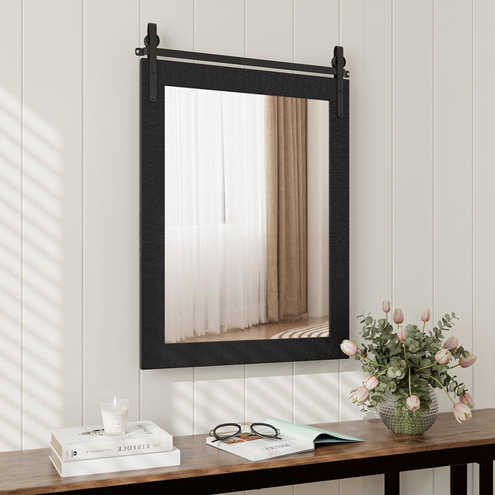 30 x 22 Inch Wall Mount Mirror with Wood Frame-Black - Gallery View 1 of 8
