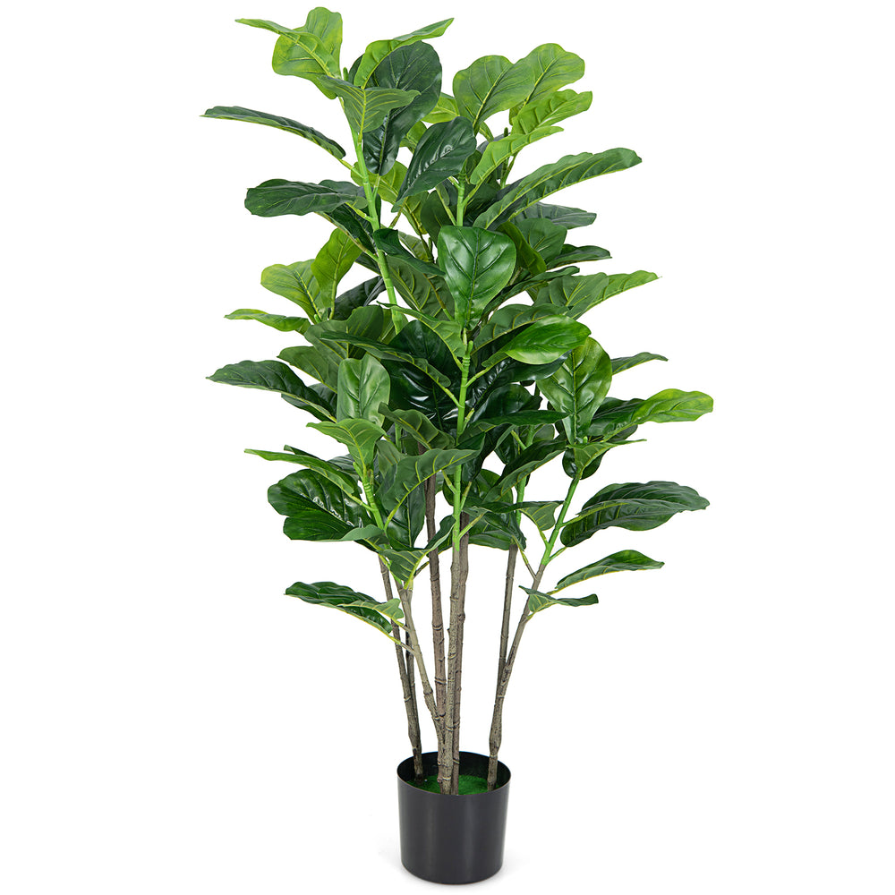 Artificial 51-inch fiddle leaf fig tree in a sturdy pot, featuring lush green leaves for indoor or outdoor decoration.