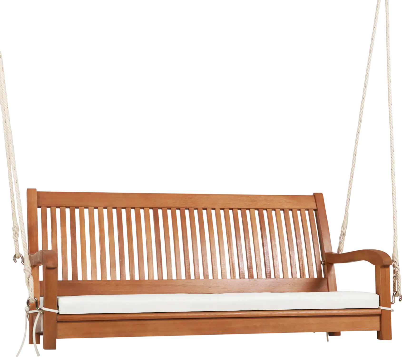 Costway 2-Person Wood Hanging Porch Swing Bench w/ Cushion Curved Back 65482713 New