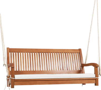 Costway 2-Person Wood Hanging Porch Swing Bench w/ Cushion Curved Back 65482713 New