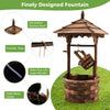 Patio wooden water fountain with electric pump, featuring a decorative pavilion roof and durable carbonized fir wood.