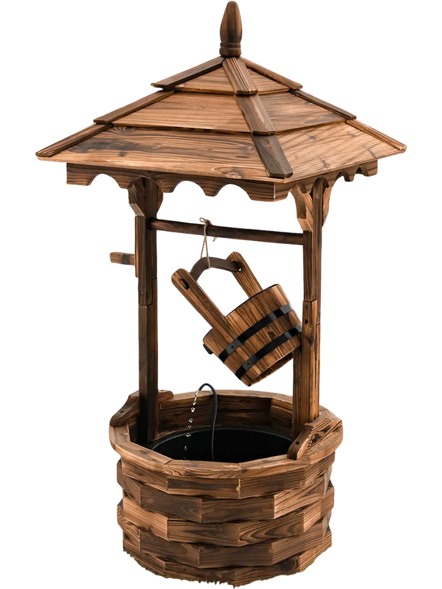 Costway Wooden Patio Water Fountain Electric Pump Brown 17245903 New
