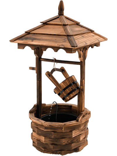 Costway Wooden Patio Water Fountain Electric Pump Brown 17245903 New
