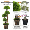 3 feet decorative artificial cedar topiary tree with layered PE leaves and cement-filled pot for stable indoor or.