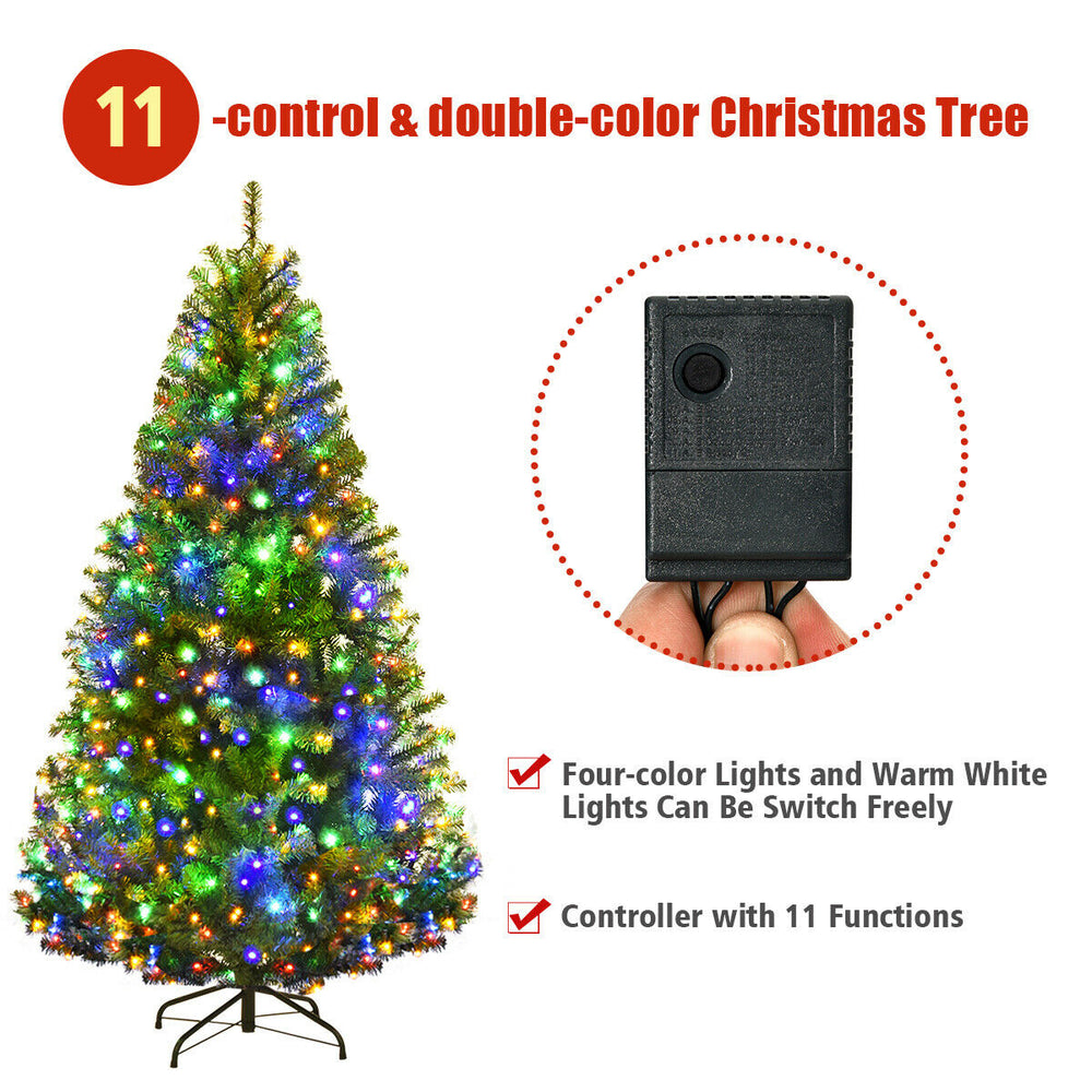 5 ft artificial Christmas tree with pre-lit LED lights, featuring 11 light patterns and a sturdy metal stand.
