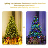5 ft artificial Christmas tree with dense PVC needles, pre-lit with 11 LED light patterns for festive decoration.