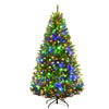 5 ft artificial Christmas tree with dense PVC needles, pre-lit LED lights, and durable metal stand for festive decor.