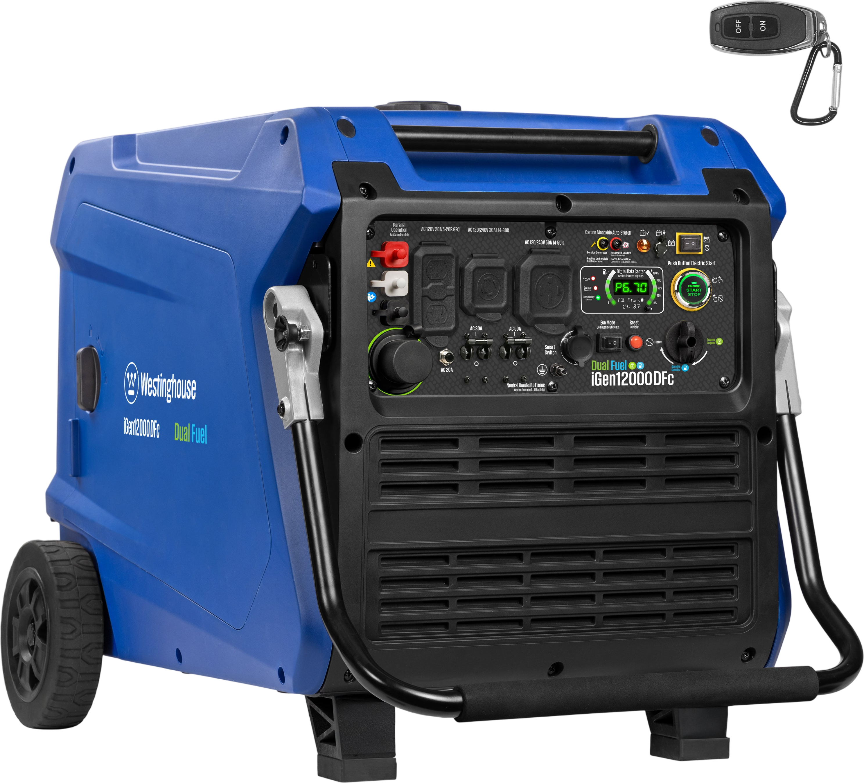 Westinghouse iGen12000DFc Inverter Generator 9000/12000W Dual Fuel Gas Propane 50A Low THD CO Sensor Remote Start New