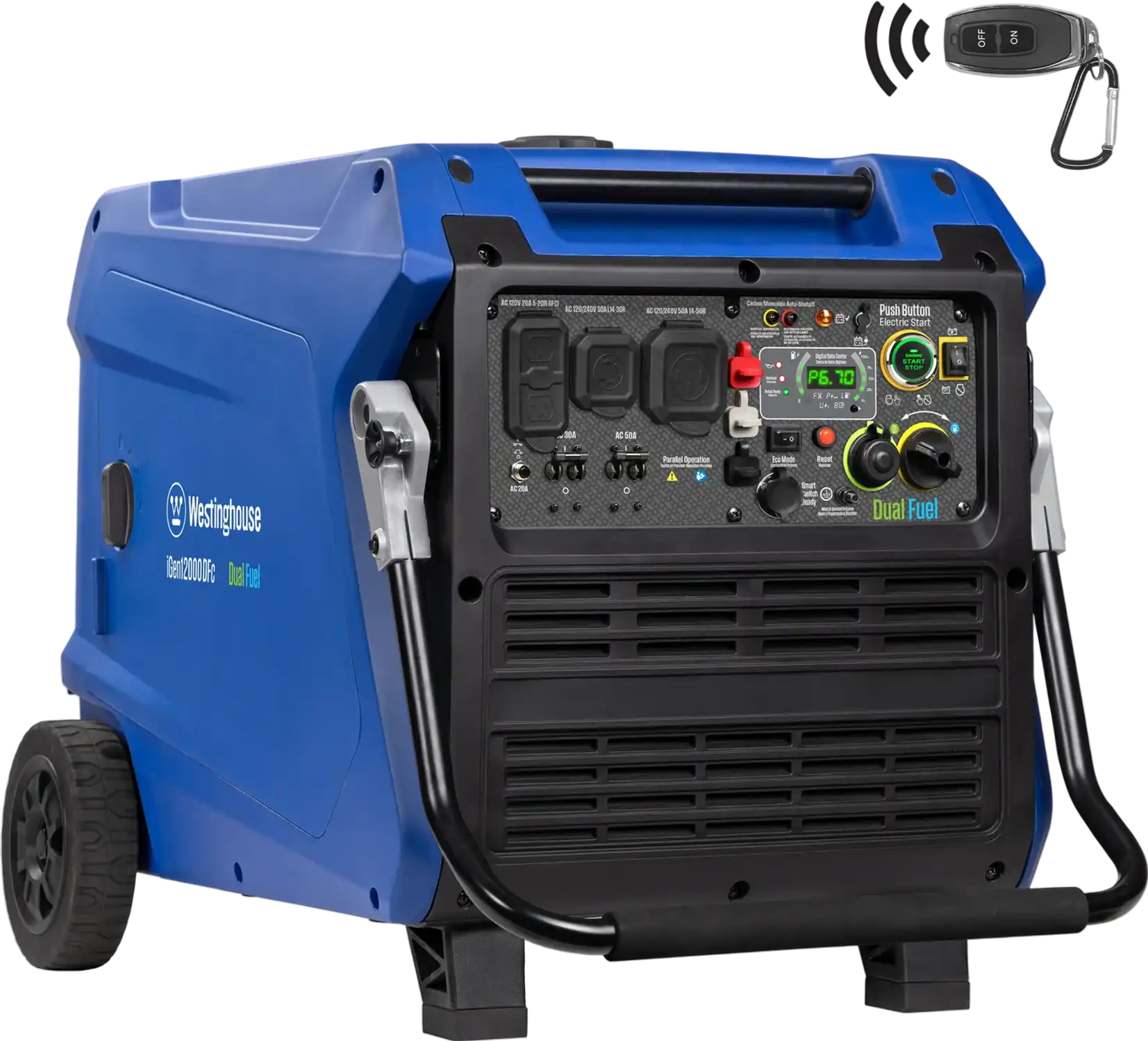 Westinghouse iGen12000DFc Inverter Generator 9000/12000W Dual Fuel Gas Propane 50A Low THD CO Sensor Remote Start New