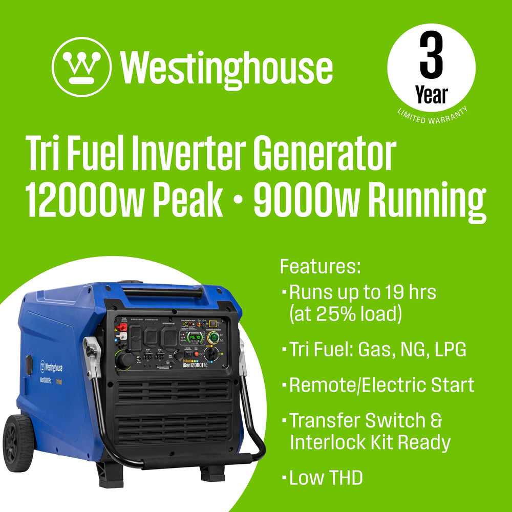 iGen12000TFc Inverter Generator - Tri-Fuel with CO Sensor