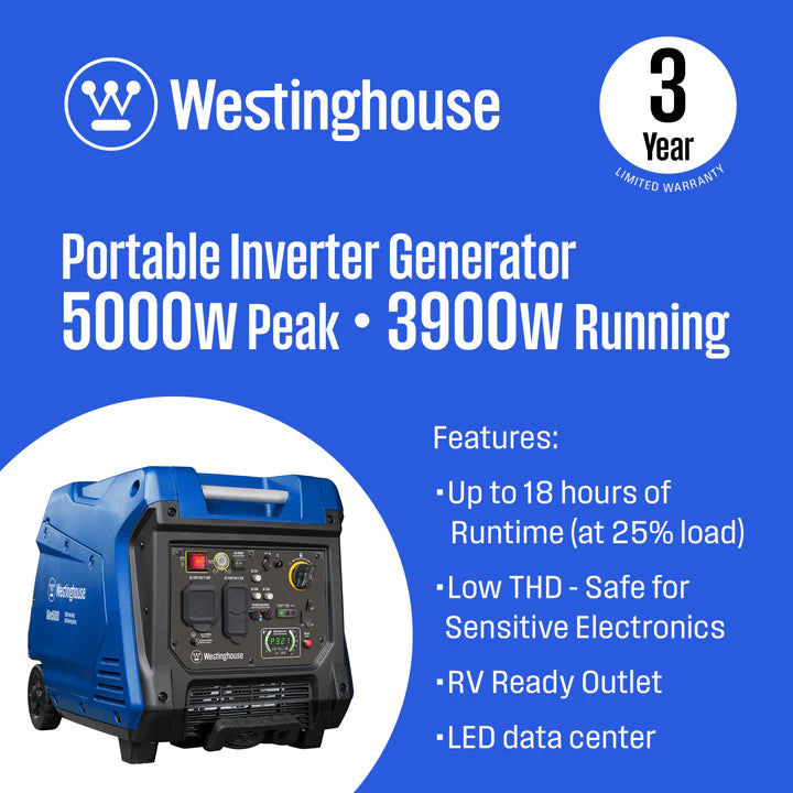 Westinghouse iGen5000 3900W/5000W Generator Gas 30 Amp Inverter Remote Start New