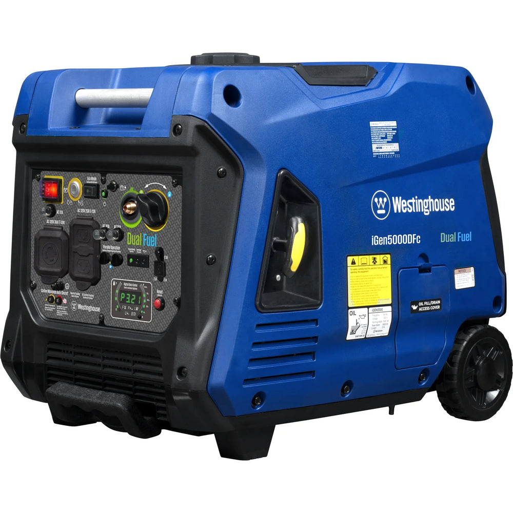 Westinghouse iGen5000DFc 3900W/5000W Generator Dual Fuel Inverter 30 Amp with CO Sensor New