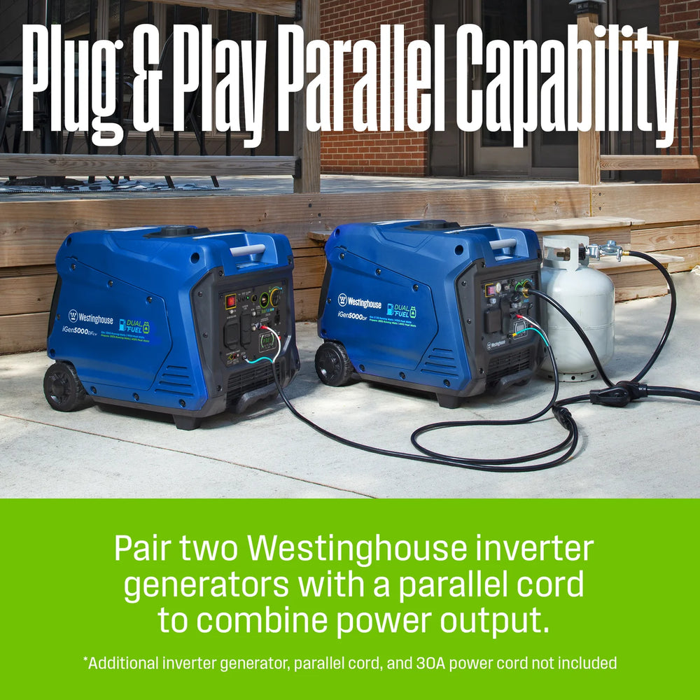 Westinghouse iGen5000DFcv 3900W/5000W Generator Dual Fuel Inverter 30 Amp with CO Sensor New