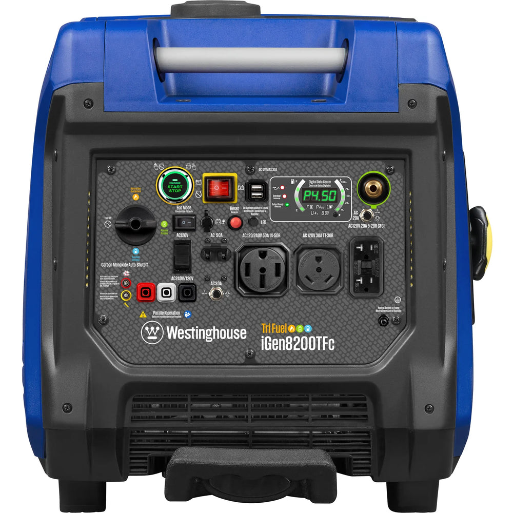 Westinghouse iGen8200TFc Inverter Generator 6600/8200W Tri Fuel Gas Propane Natural Gas Low THD Remote Start CO Sensor New