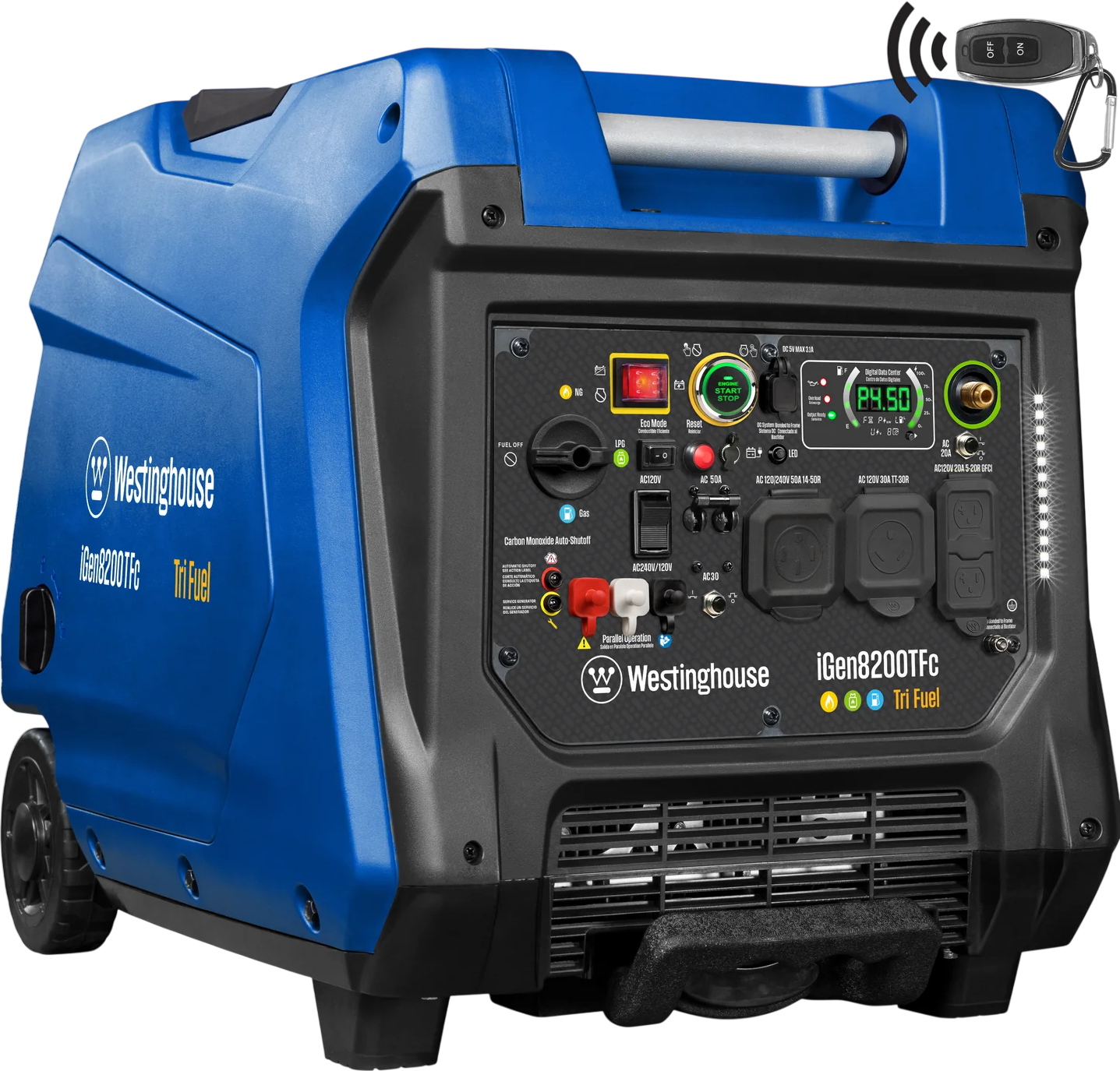 Westinghouse iGen8200TFc Inverter Generator 6600/8200W Tri Fuel Gas Propane Natural Gas Low THD Remote Start CO Sensor New